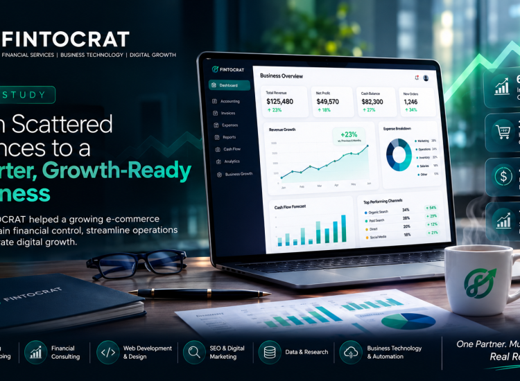 How FINTOCRAT combined accounting, financial consulting, technology, web development, and digital marketing to transform the operations of a growing e-commerce business.